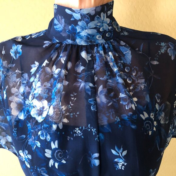 New Teri Jon by Ricki Freeman Mock Neck Chiffon Gown - Picture 2 of 14